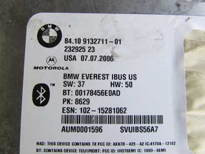 BMW Telematics Bluetooth Control Module Unit CDMA IBUS 84109132711 E46 3 Series E83 X3 E85 Z45